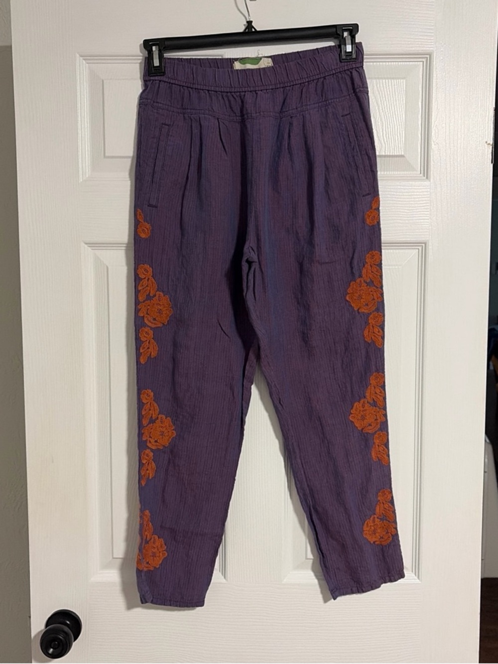 Anthropologie Lavender Textured Elastic-Waist Pants